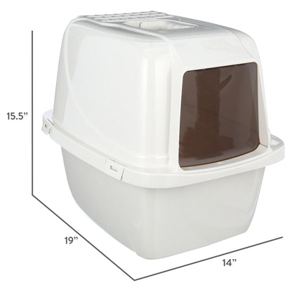 Pets Odor Control Large Enclosed Cat Litter Box, Hooded, Pearl, CP6